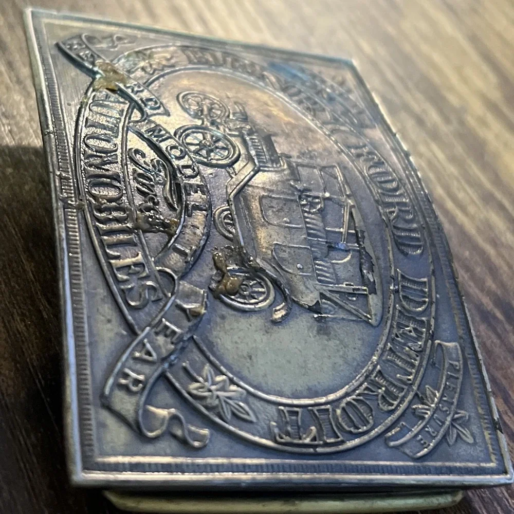Vintage Henry Ford Detroit Automobiles Model T Car Record Year Belt Buckle